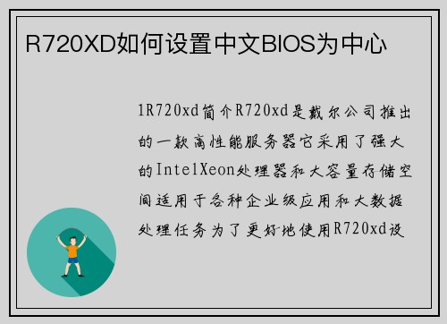 R720XD如何设置中文BIOS为中心